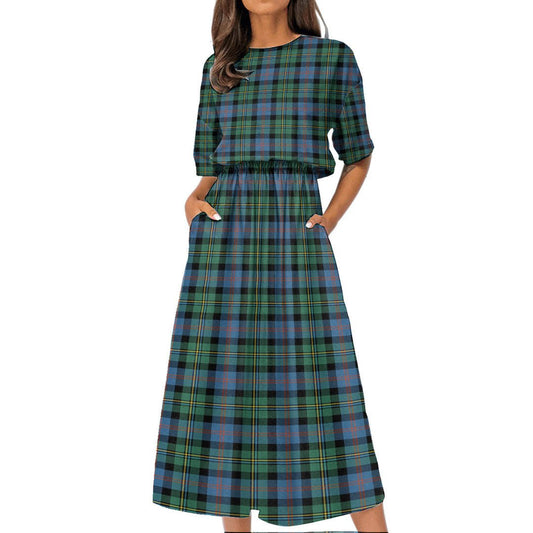 Malcolm Ancient Tartan Plaid Women's Elastic Waist Dress