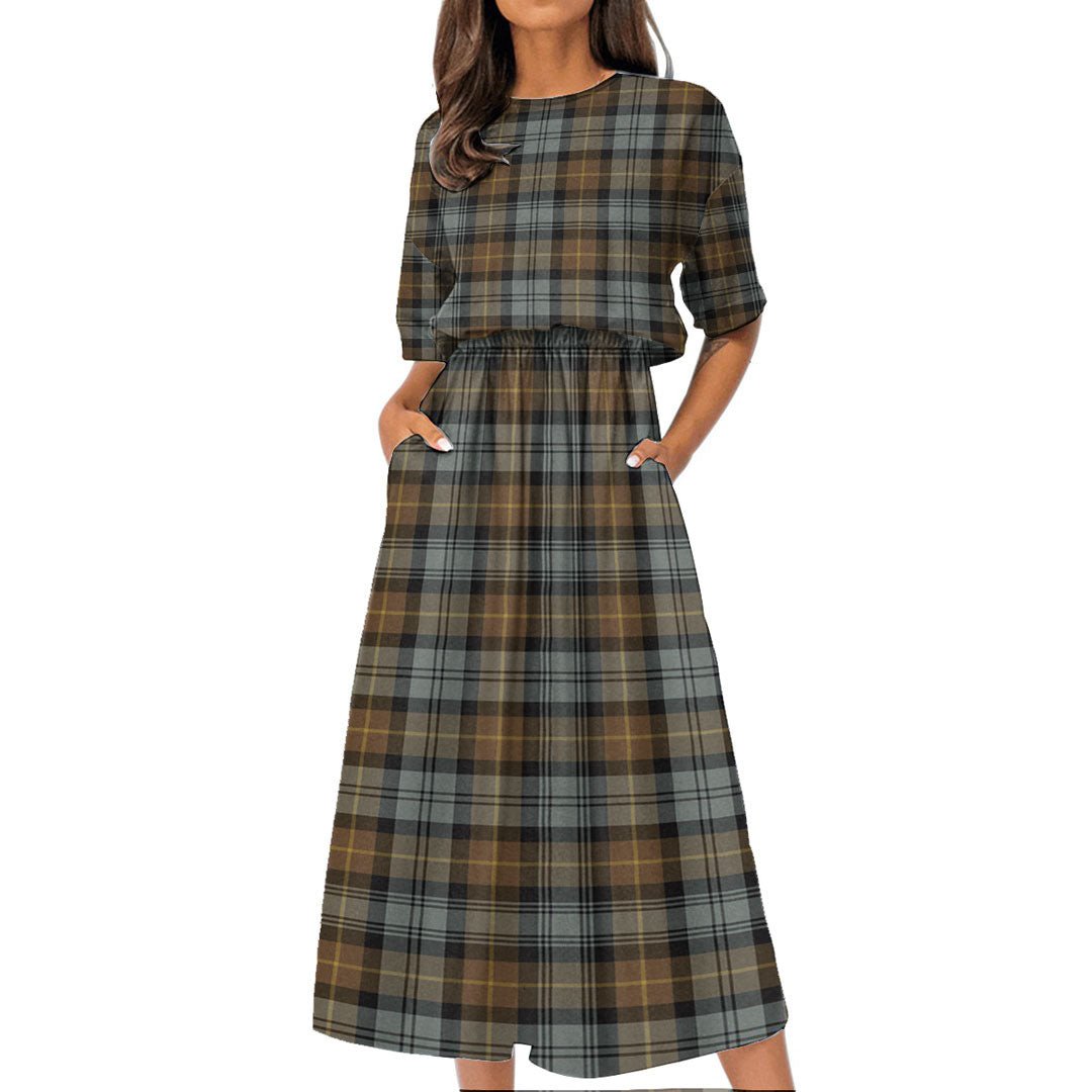 Gordon Weathered Tartan Plaid Women's Elastic Waist Dress