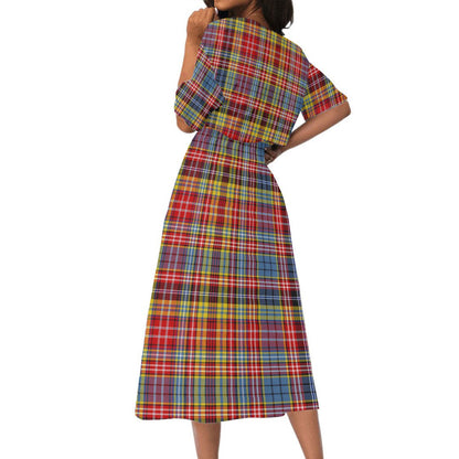 Drummond of Strathallan Tartan Plaid Women's Elastic Waist Dress