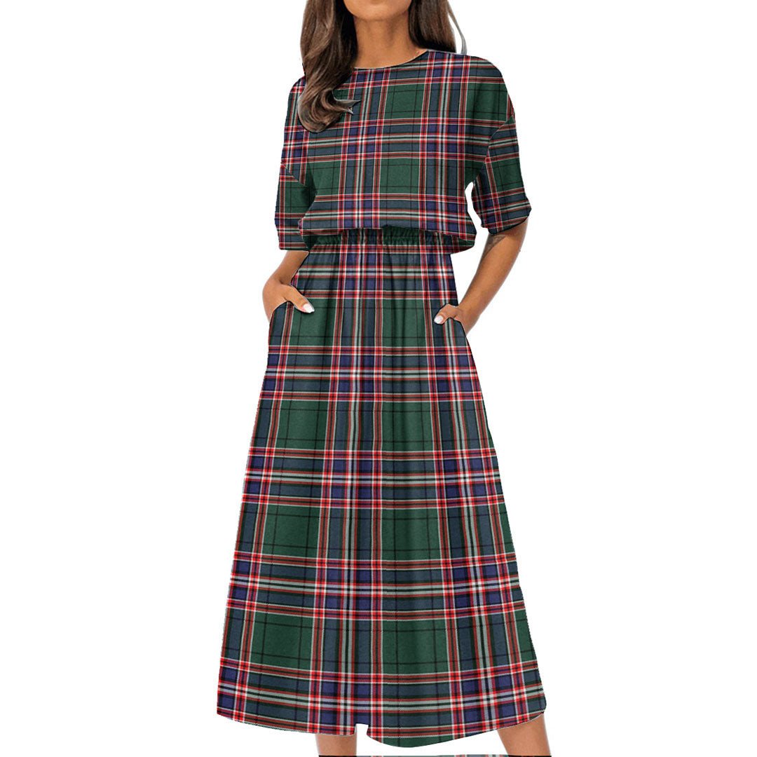 MacFarlane Hunting Modern Tartan Plaid Women's Elastic Waist Dress