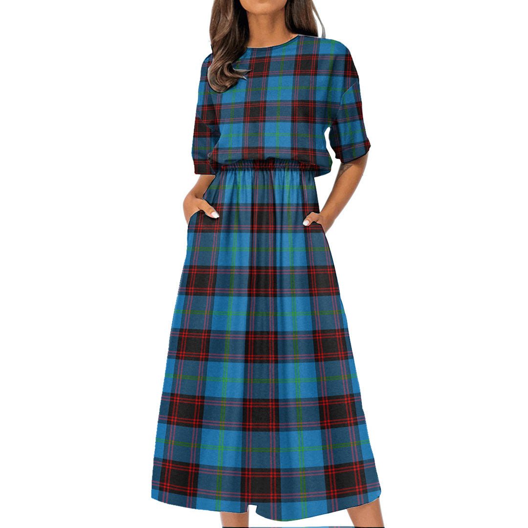 Home Ancient Tartan Plaid Women's Elastic Waist Dress