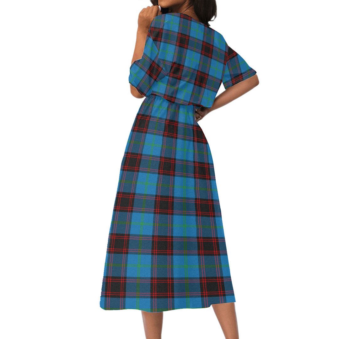 Home Ancient Tartan Plaid Women's Elastic Waist Dress