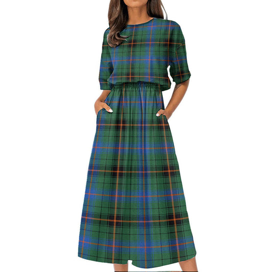 Davidson Ancient Tartan Plaid Women's Elastic Waist Dress