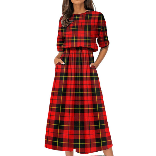 Wallace Hunting Red Tartan Plaid Women's Elastic Waist Dress