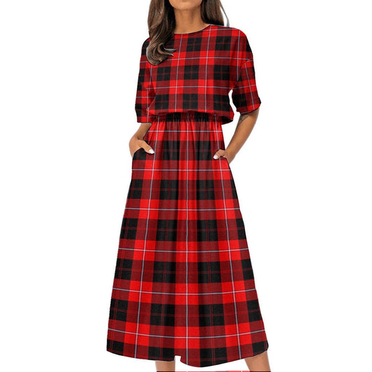 Cunningham Modern Tartan Plaid Women's Elastic Waist Dress