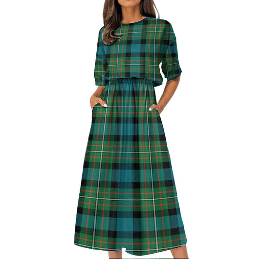 FERGUSON ANCIENT Tartan Plaid Women's Elastic Waist Dress