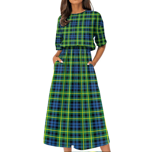 Campbell of Breadalbane Ancient Tartan Plaid Women's Elastic Waist Dress