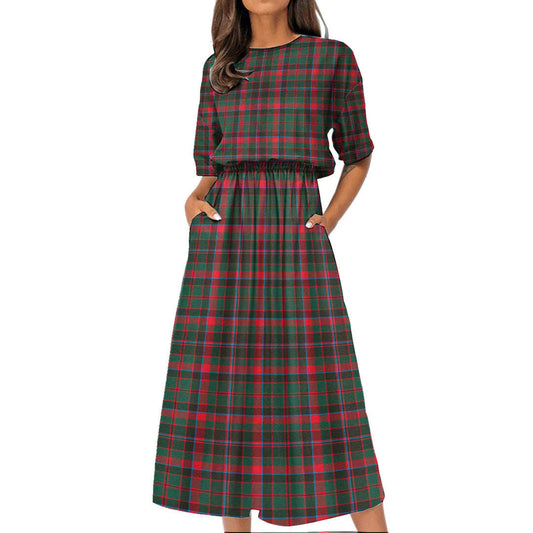 Cumming Hunting Modern Tartan Plaid Women's Elastic Waist Dress