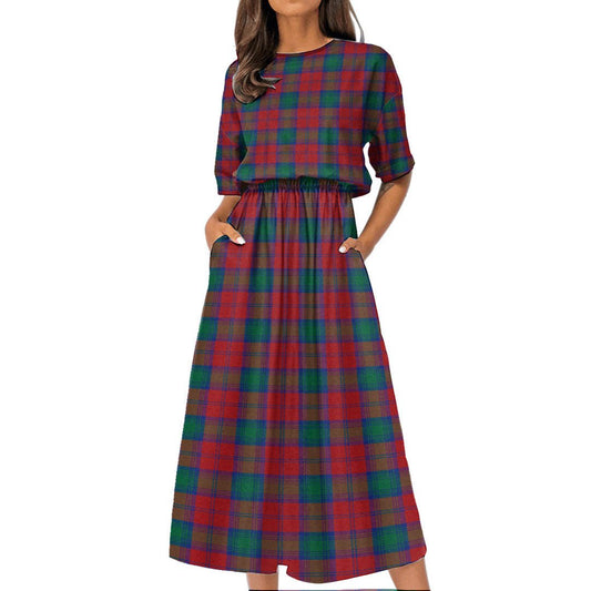 Lindsay Modern Tartan Plaid Women's Elastic Waist Dress