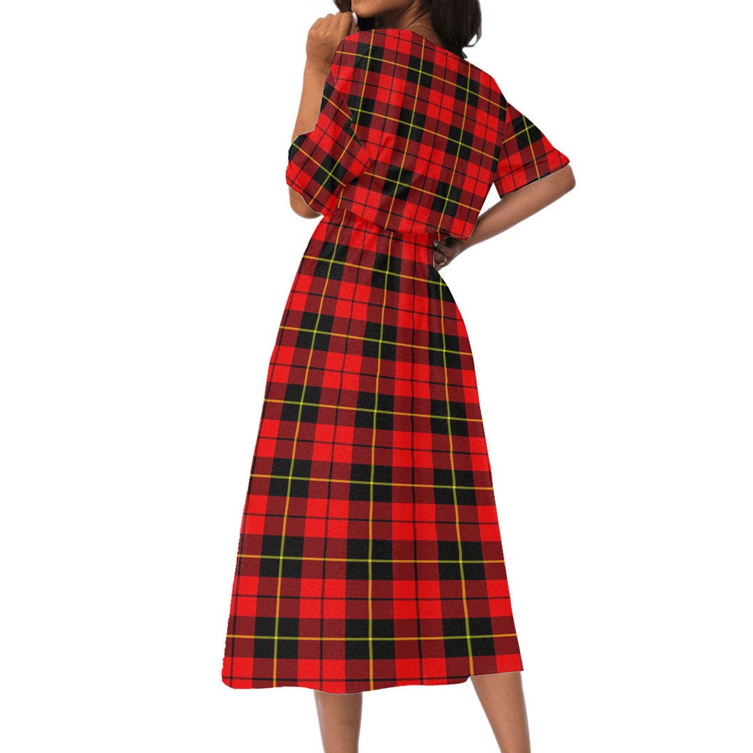 Wallace Hunting Red Tartan Plaid Women's Elastic Waist Dress