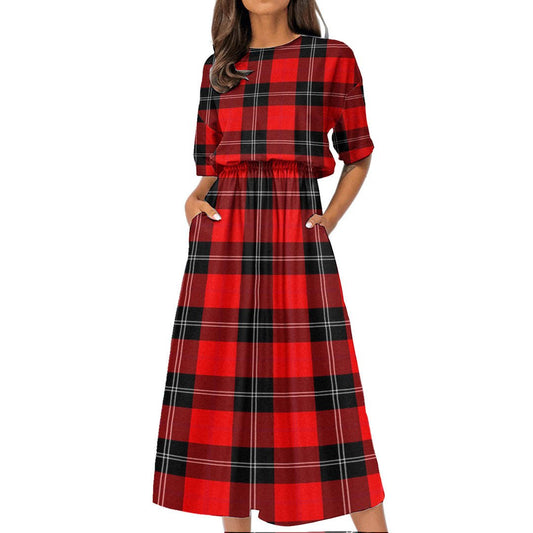 Ramsay Modern Tartan Plaid Women's Elastic Waist Dress