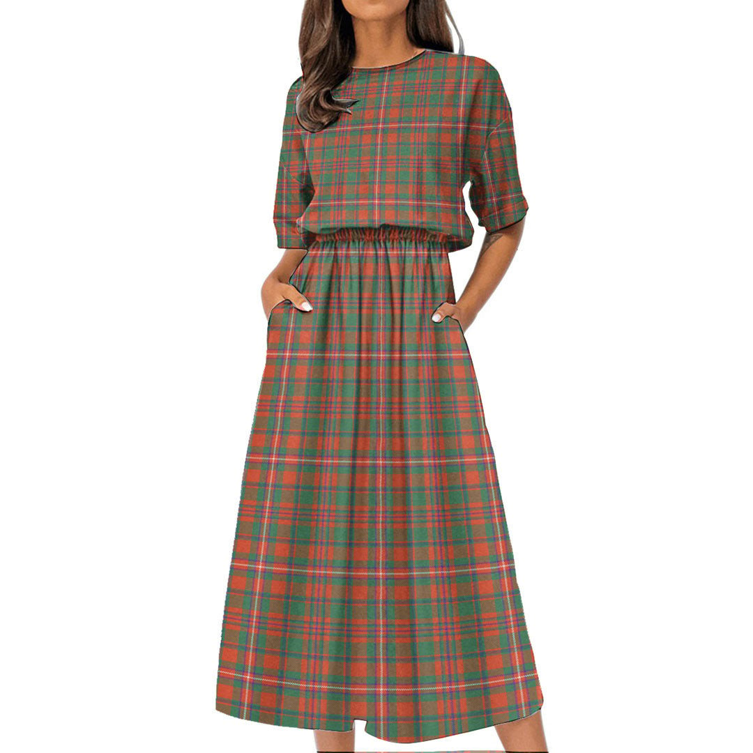 MacKinnon Ancient Tartan Plaid Women's Elastic Waist Dress