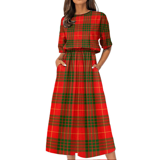 Cameron Modern Tartan Plaid Women's Elastic Waist Dress