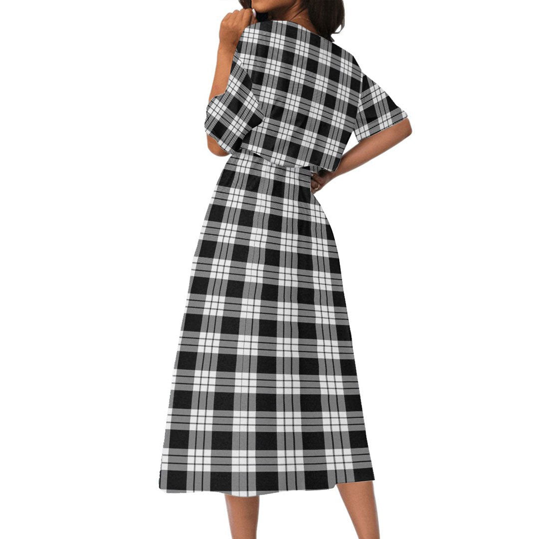 MacFarlane Black White Tartan Plaid Women's Elastic Waist Dress