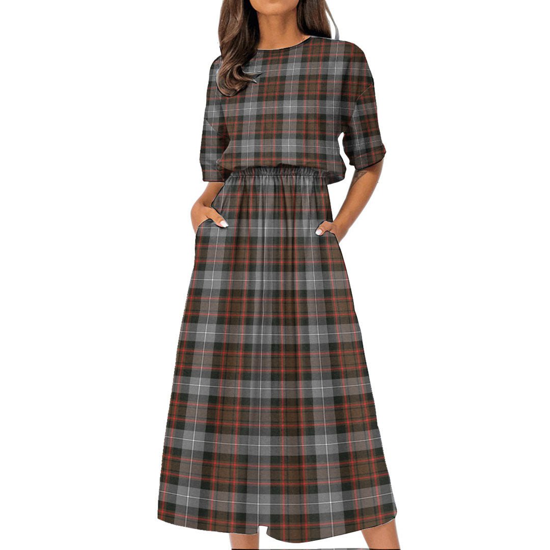 MacRae Hunting Weathered Tartan Plaid Women's Elastic Waist Dress