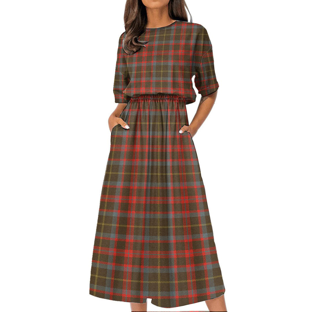 MacKintosh Hunting Weathered Tartan Plaid Women's Elastic Waist Dress