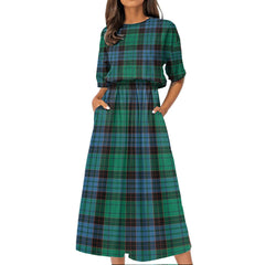 Stewart Old Ancient Tartan Plaid Women's Elastic Waist Dress