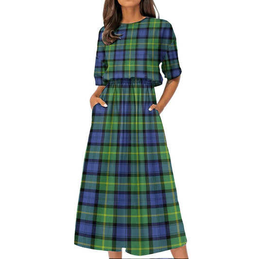 Gordon Old Ancient Tartan Plaid Women's Elastic Waist Dress