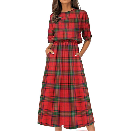 Seton Modern Tartan Plaid Women's Elastic Waist Dress