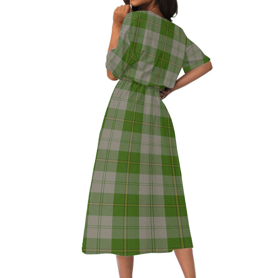 Cunningham Dress Green Dancers Tartan Plaid Women's Elastic Waist Dress