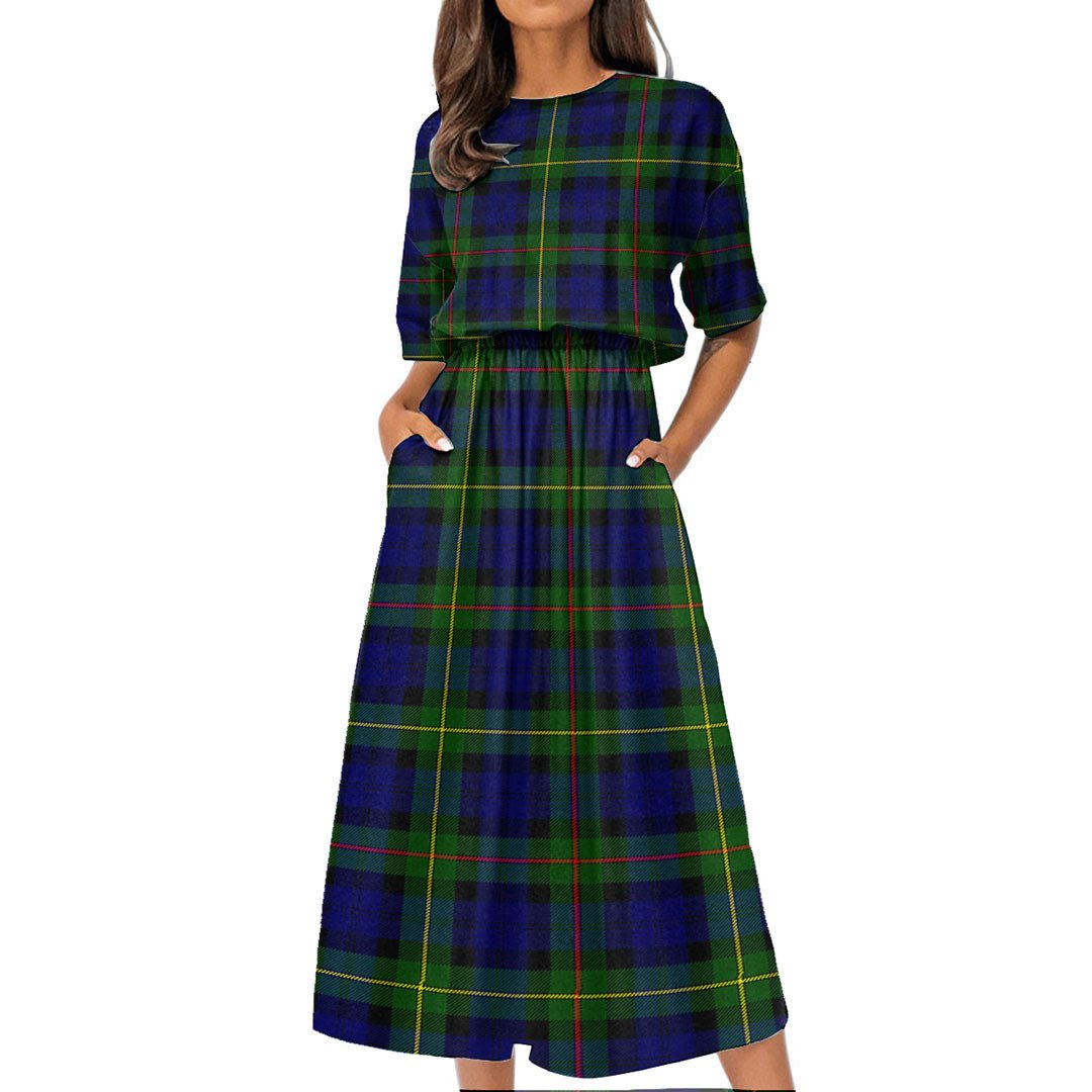 MacEwen Modern Tartan Plaid Women's Elastic Waist Dress