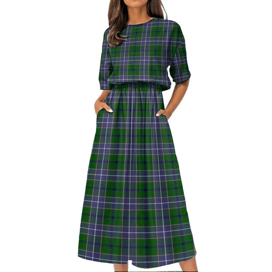 Wishart Hunting Modern Tartan Plaid Women's Elastic Waist Dress