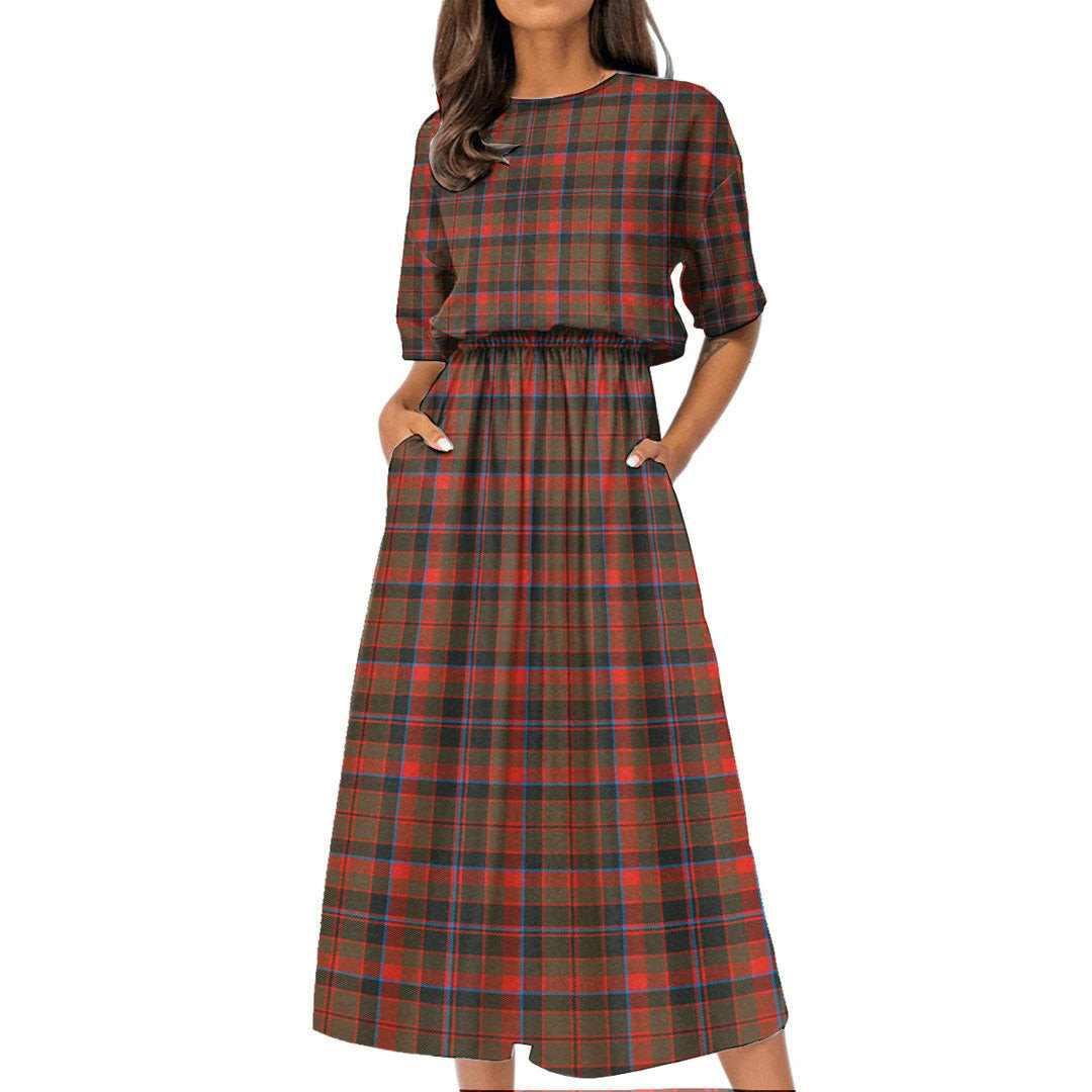 Cumming Hunting Weathered Tartan Plaid Women's Elastic Waist Dress