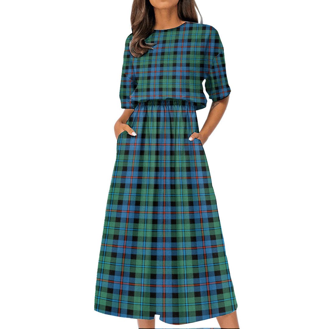 Campbell of Cawdor Ancient Tartan Plaid Women's Elastic Waist Dress