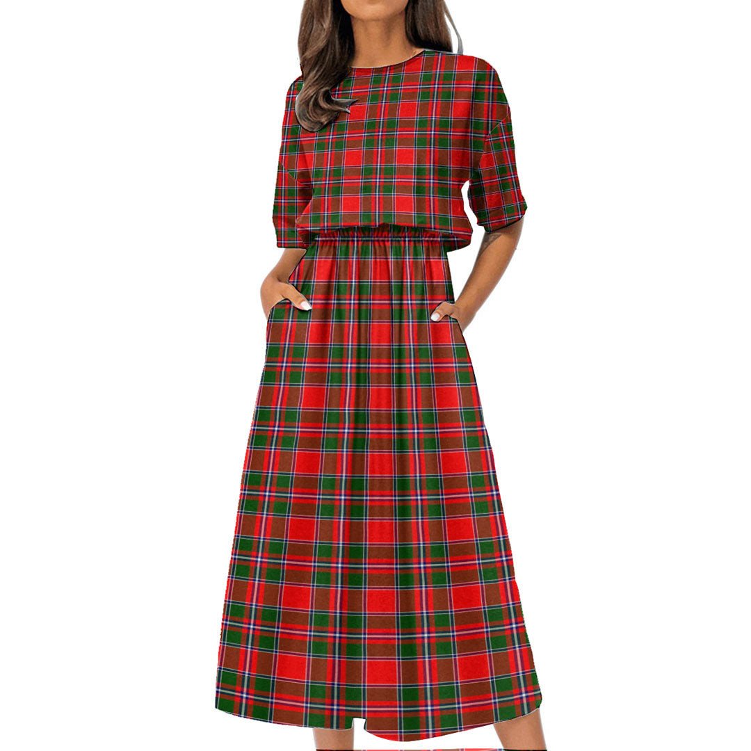 Spens Modern Tartan Plaid Women's Elastic Waist Dress