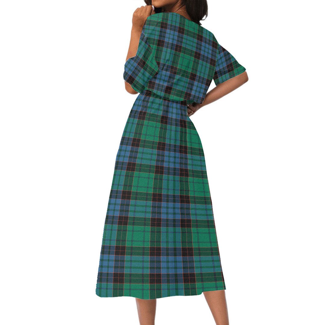 Stewart Old Ancient Tartan Plaid Women's Elastic Waist Dress