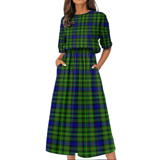 Rollo Modern Tartan Plaid Women's Elastic Waist Dress