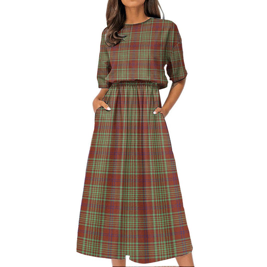 MacGillivray Hunting Ancient Tartan Plaid Women's Elastic Waist Dress