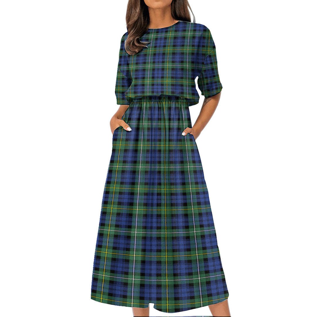 Campbell Argyll Ancient Tartan Plaid Women's Elastic Waist Dress