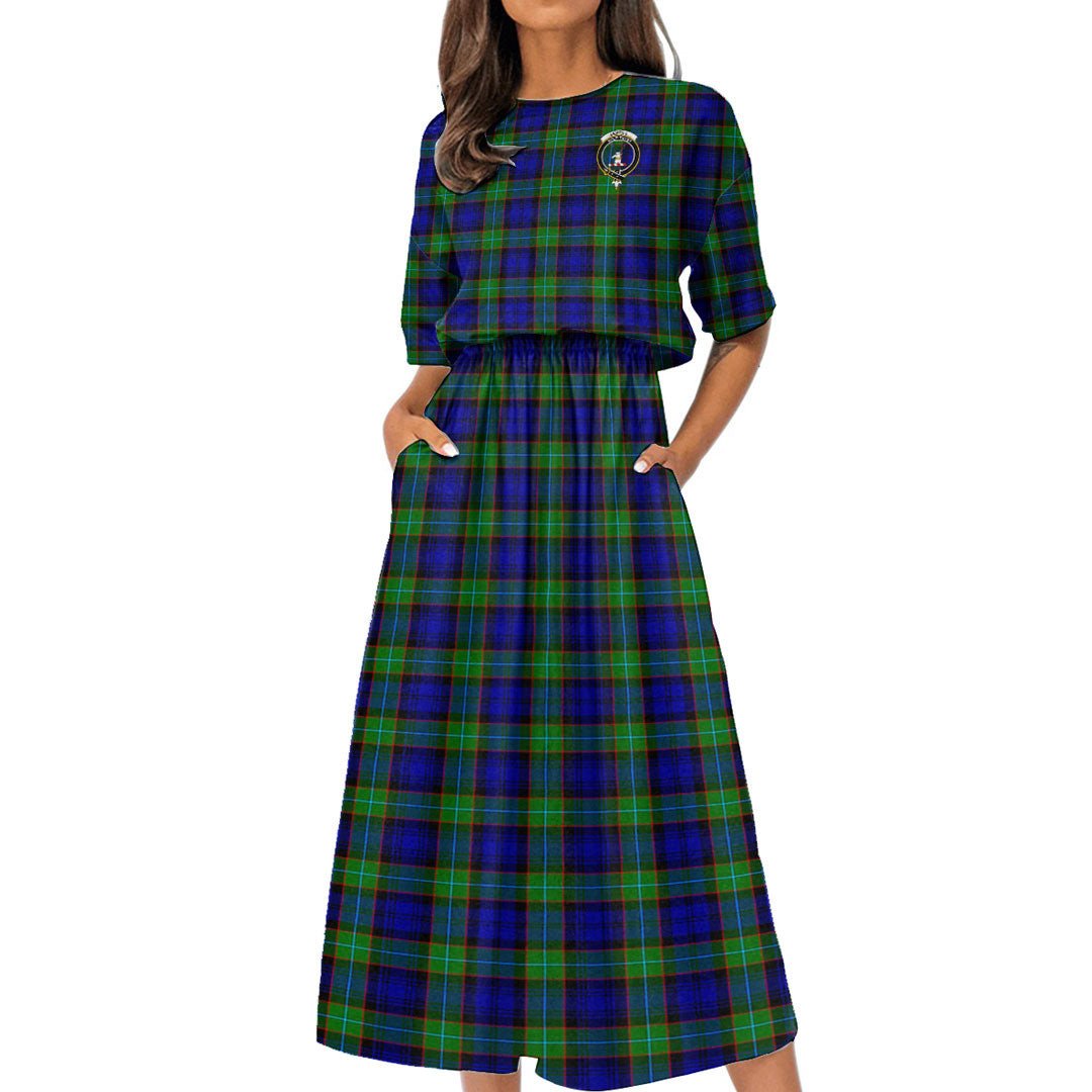 Sempill Modern Tartan Crest Women's Elastic Waist Dress