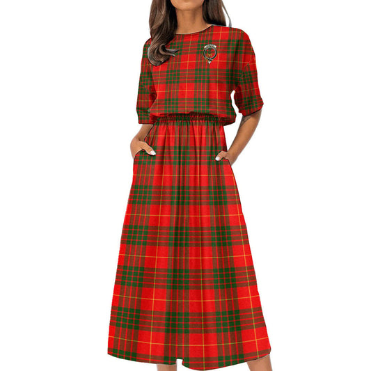 Cameron Modern Tartan Crest Women's Elastic Waist Dress