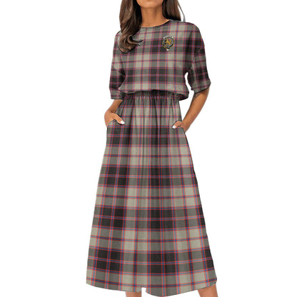 MacPherson Hunting Ancient Tartan Crest Women's Elastic Waist Dress