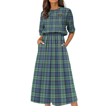 Leslie Hunting Ancient Tartan Crest Women's Elastic Waist Dress