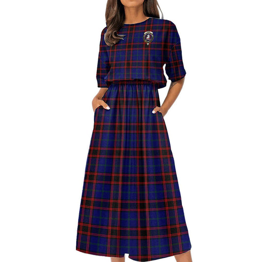 Home Modern Tartan Crest Women's Elastic Waist Dress