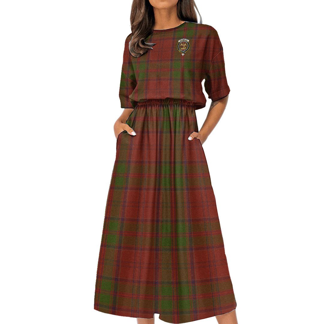 Drummond Tartan Plaid Tartan Crest Women's Elastic Waist Dress