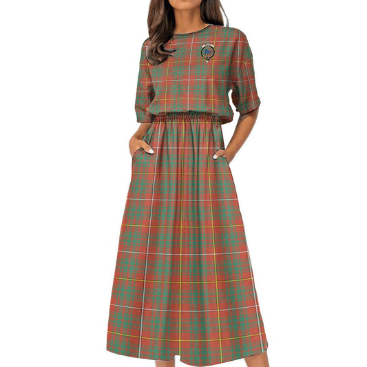 Bruce Ancient Tartan Crest Women's Elastic Waist Dress