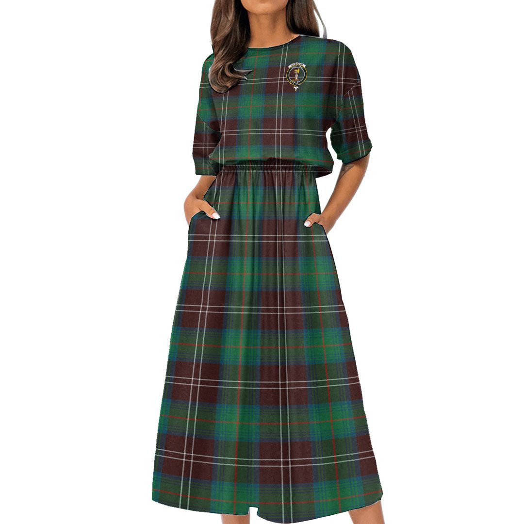 Chisholm Hunting Ancient Tartan Crest Women's Elastic Waist Dress