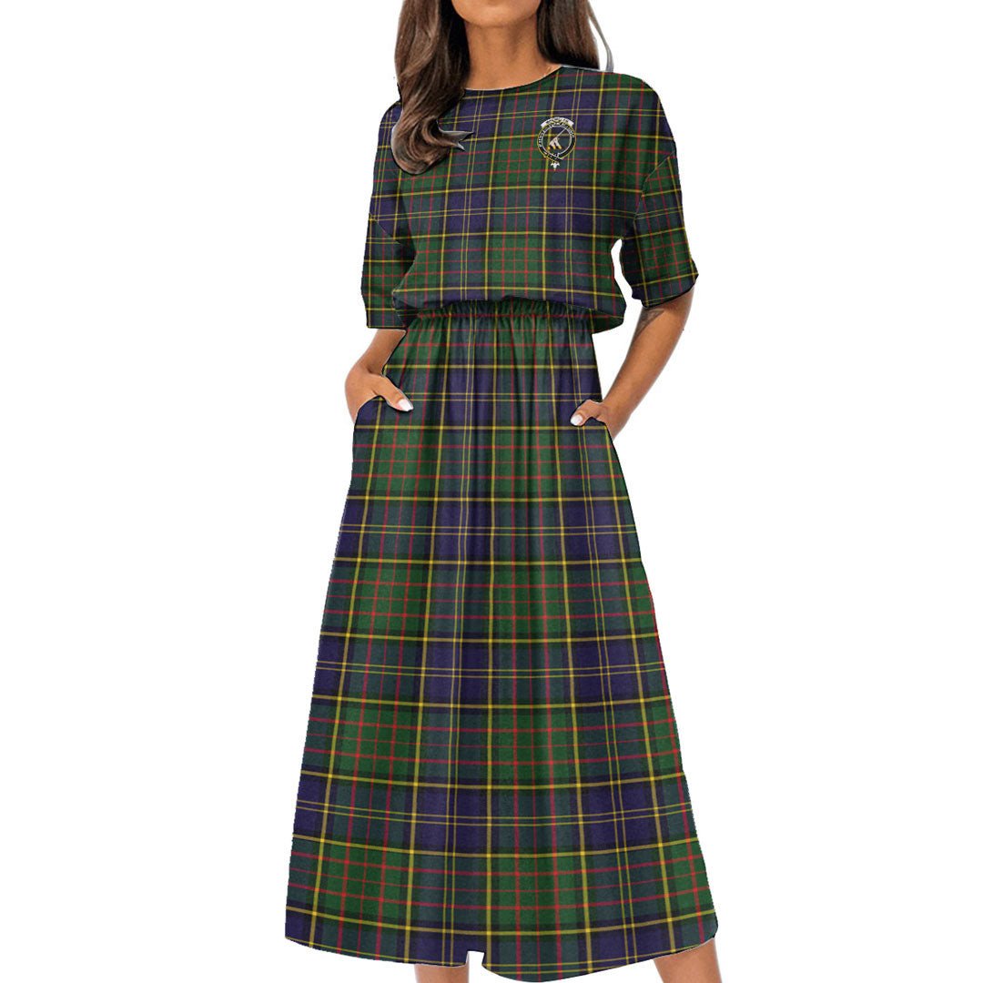 MacMillan Hunting Modern Tartan Crest Women's Elastic Waist Dress