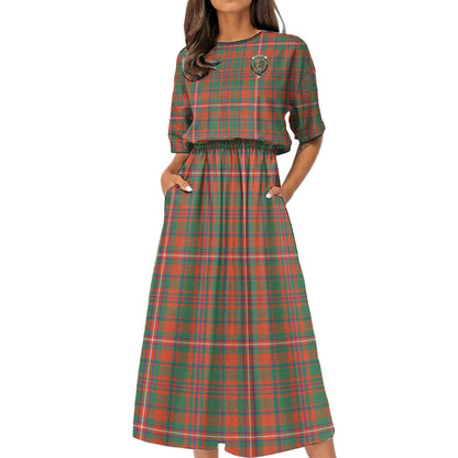 MacKinnon Ancient Tartan Crest Women's Elastic Waist Dress