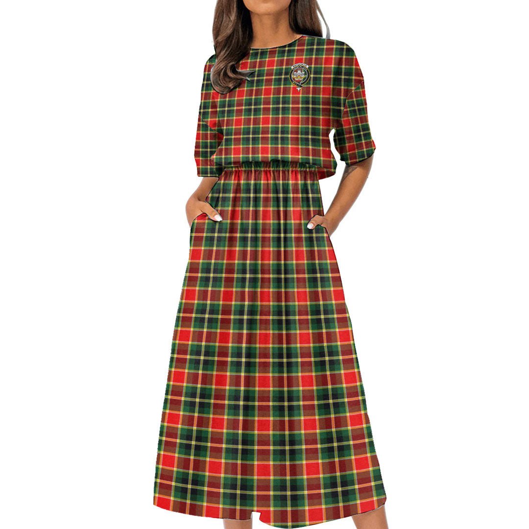 MacLachlan Hunting Modern Tartan Crest Women's Elastic Waist Dress