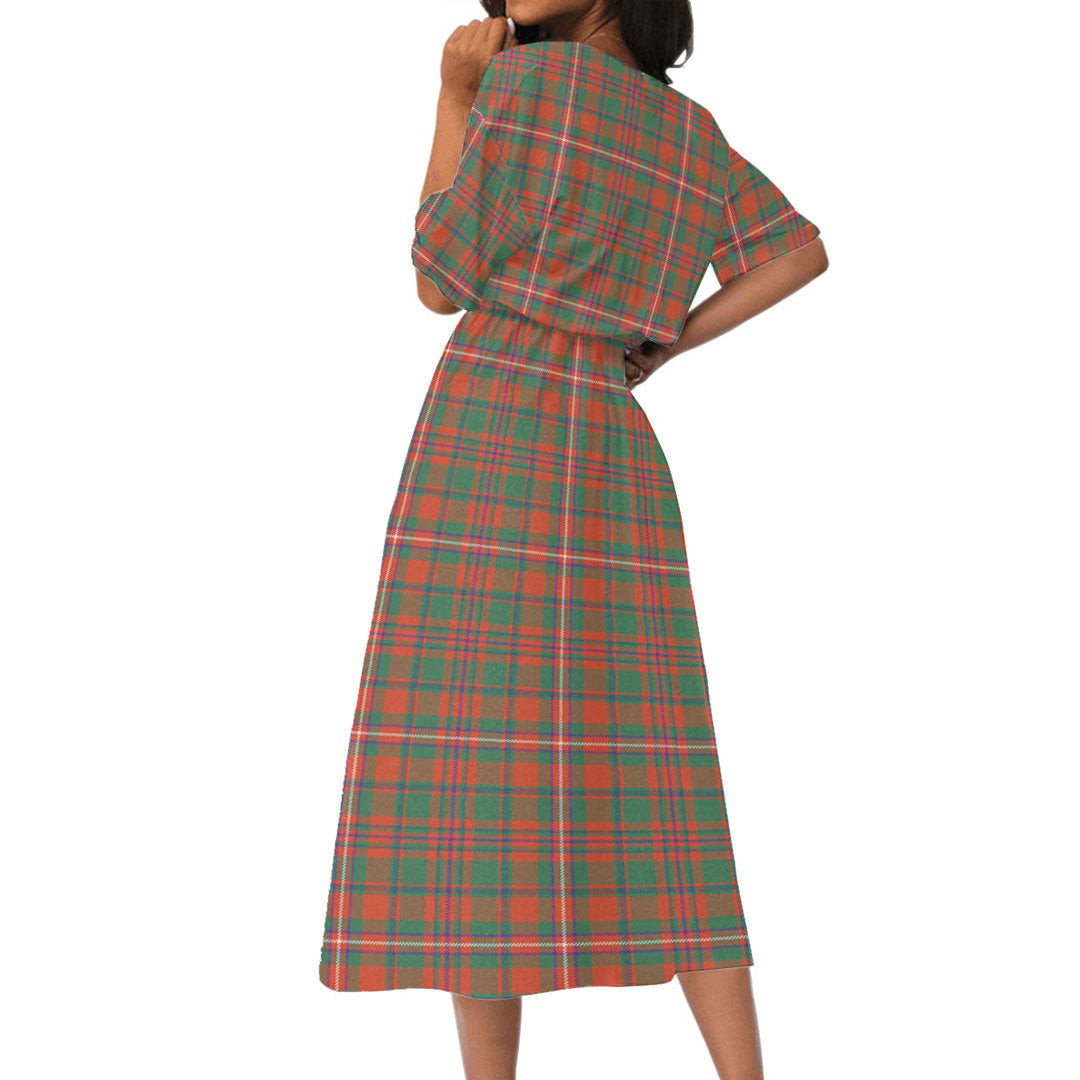 MacKinnon Ancient Tartan Crest Women's Elastic Waist Dress