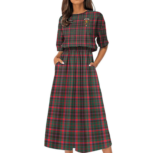 Cumming Hunting Modern Tartan Crest Women's Elastic Waist Dress