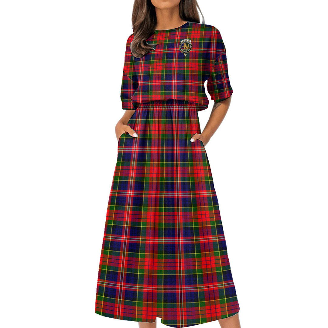 MacPherson Modern Tartan Crest Women's Elastic Waist Dress