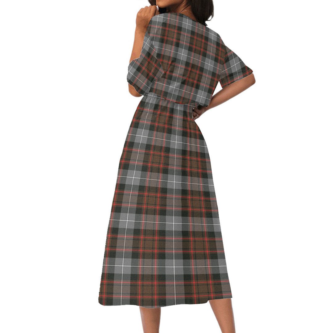 MacRae Hunting Weathered Tartan Crest Women's Elastic Waist Dress