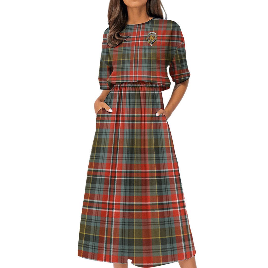 MacPherson Weathered Tartan Crest Women's Elastic Waist Dress