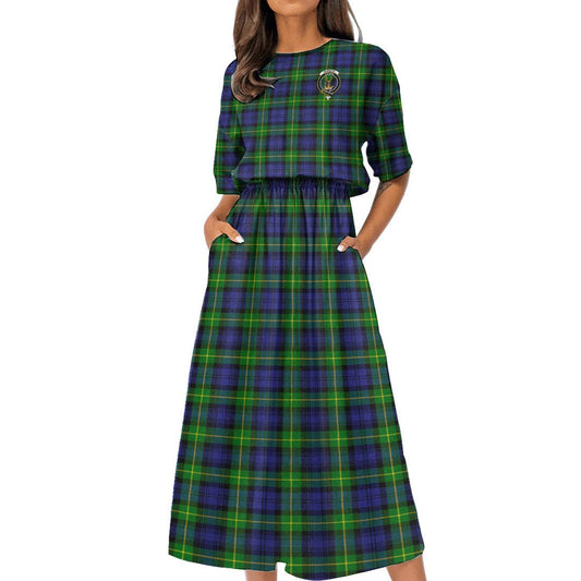 Gordon Modern Tartan Crest Women's Elastic Waist Dress